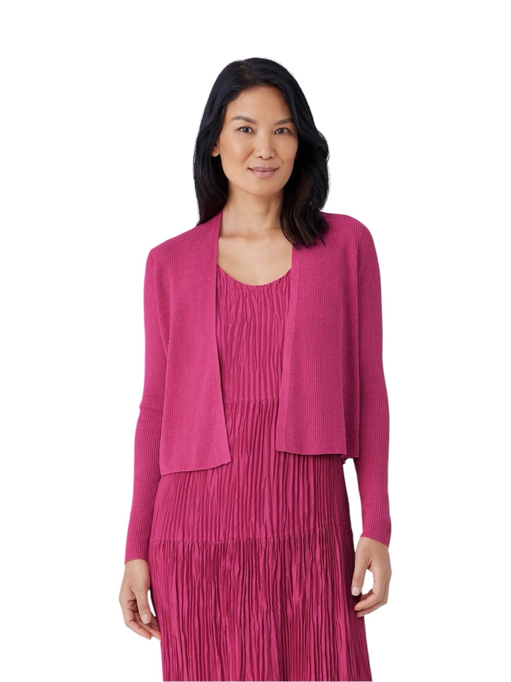 Eileen Fisher Organic Linen Cotton Cropped Cardigan Sangria NWT XXS